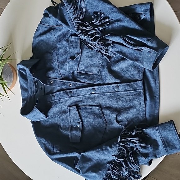 Blank NYC Fringe Utility Jacket in Deep Blue - Picture 7 of 11